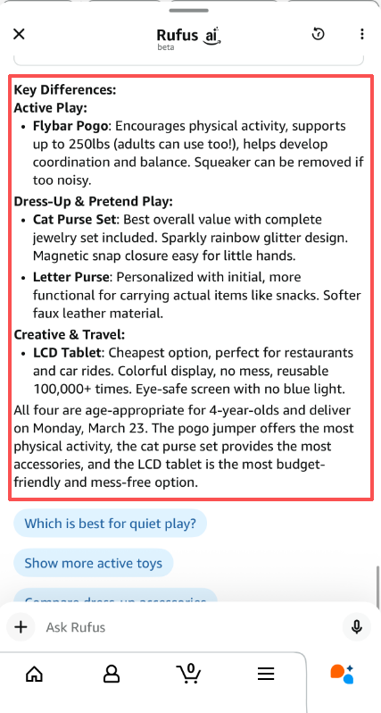 亚马逊搜索页重磅更新：AI“对比功能”上线