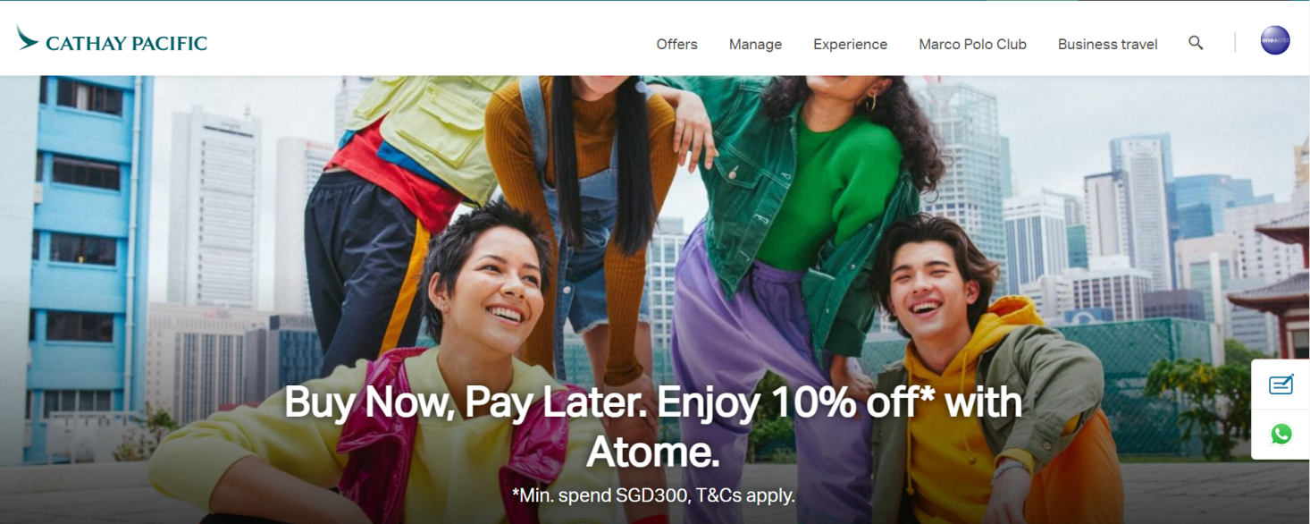 Atome与国泰航空达成合作，为旅客提供“先享后付”支付服务