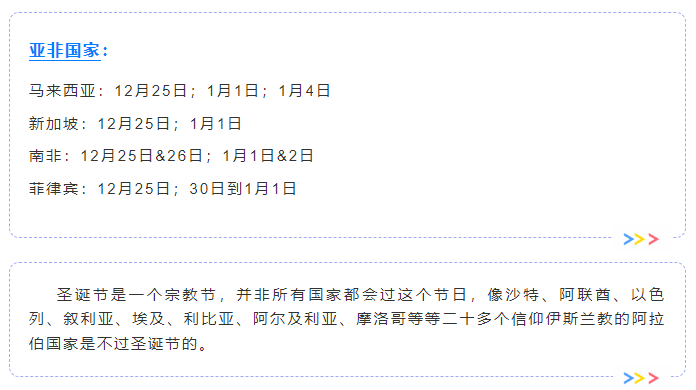 各国圣诞元旦最新放假时间出炉！