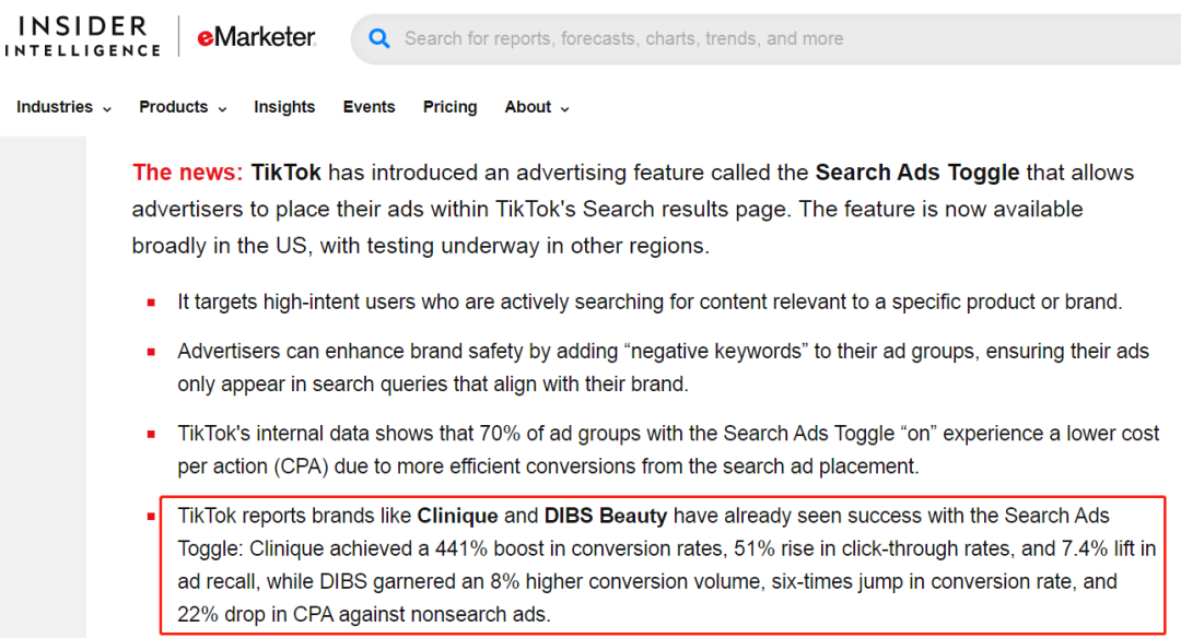 TikTok首次推出搜索广告投放，已有卖家转化率大涨6倍