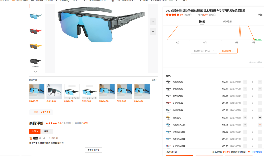 2025.07.3亚马逊选品推荐（仅供参考）：太阳镜