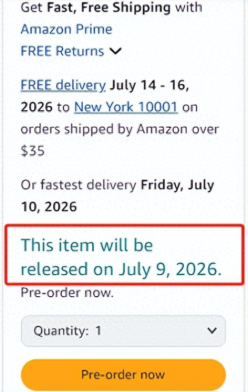 亚马逊又出BUG？产品显示2026年发货