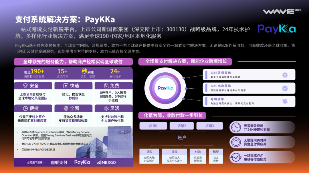 跨境支付新标杆丨PayKKa斩获WAVE 2025"优秀品牌出海服务商"大奖！