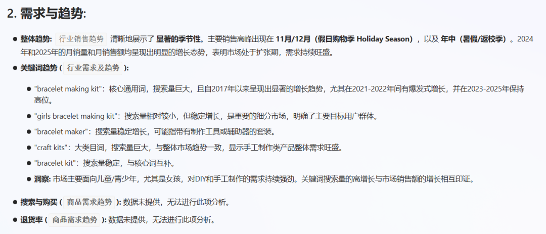 亚马逊选品结合AI解读热门产品第76期，弹性手链套件美国站数据分析报告