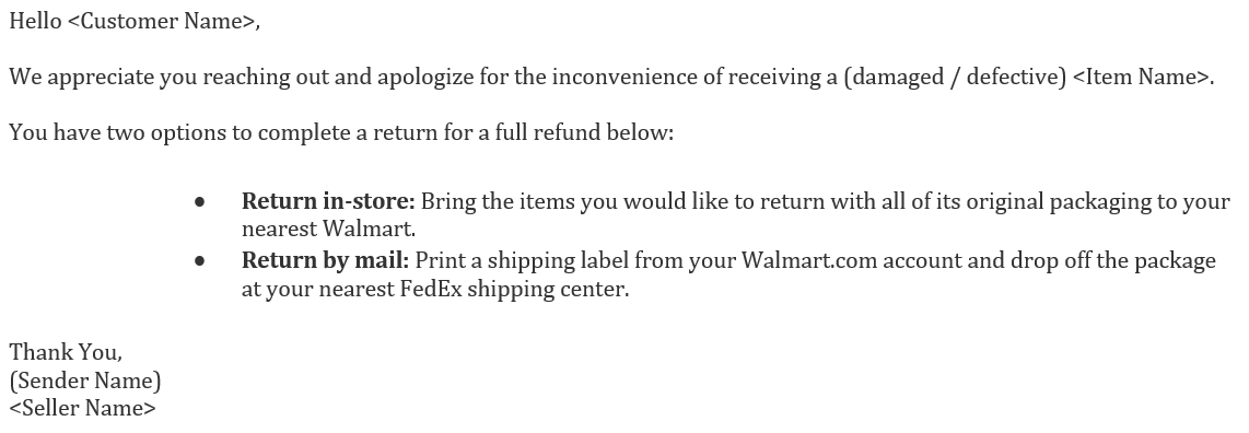 消息中心常见回复模板