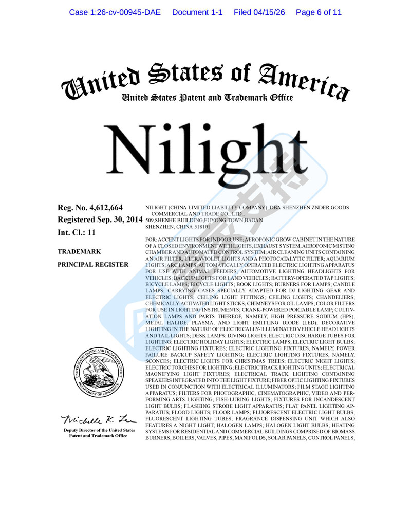 26-cv-00945，亚马逊热销LED品牌Nilight发起维权，汽车LED灯卖家速查！
