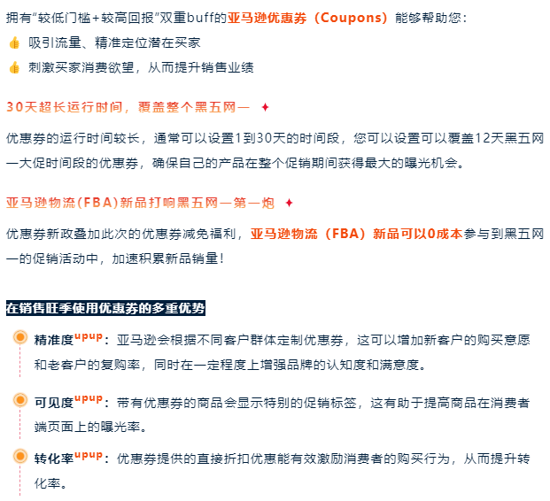 亚马逊黑五网一，优惠券减免“大促期间可用”速来薅羊毛啦！