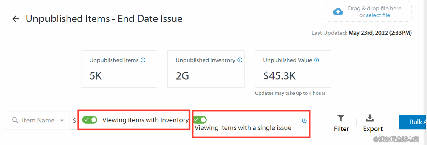 Seller Center报告分析：Unpublished Items
