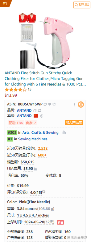 亚马逊选品-数据分析第8期 迷你缝纫器