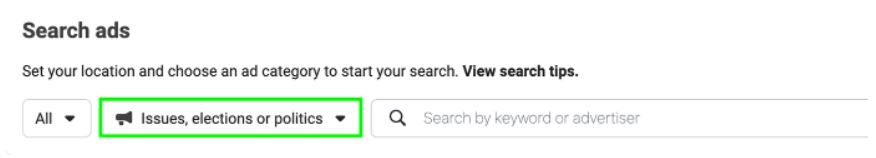 如何在元广告库中查看特殊类别广告？