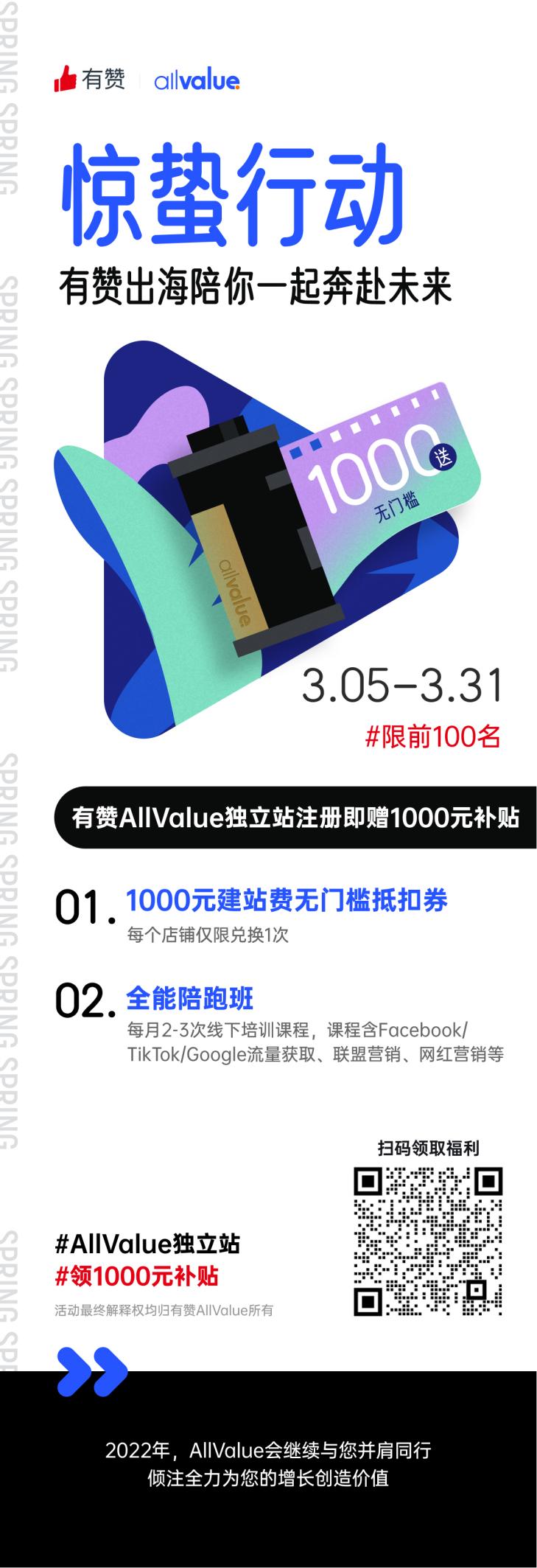 建站無門檻補(bǔ)貼1000元！AllValue陪你創(chuàng)造新增長(zhǎng)！
