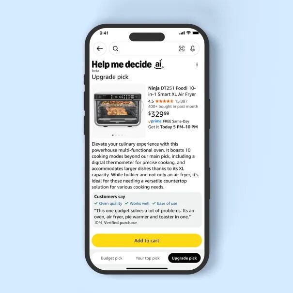 亚马逊全新AI购物功能: “Help Me Decide”