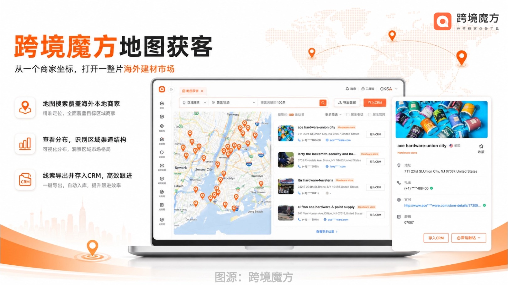 建材五金外贸获客:用地图获客找到真实海外渠道