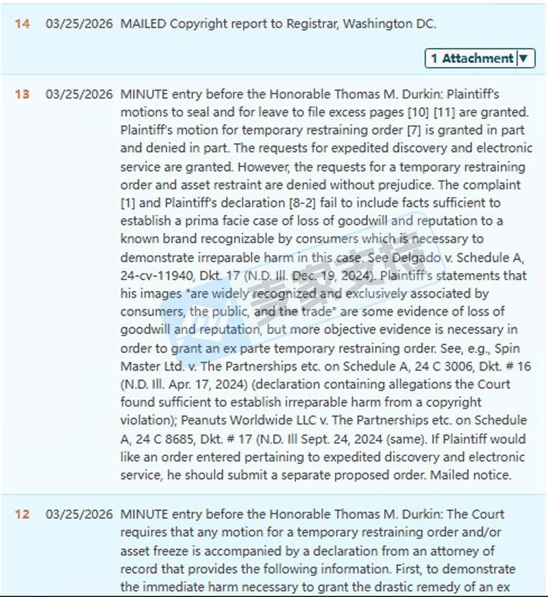 26-cv-02761，David律所代理Rona纹身隐匿维权，跨境卖家速排查下架高危链接！