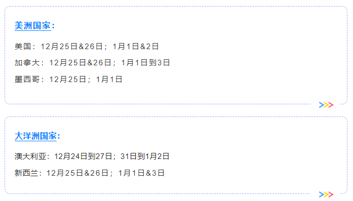 各国圣诞元旦最新放假时间出炉！