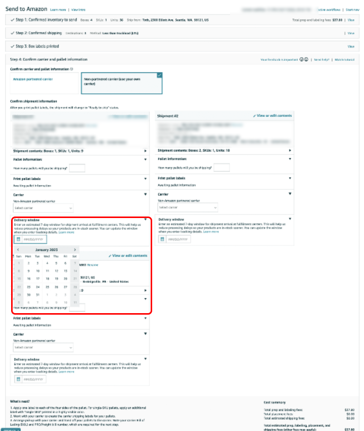 4/24起，为亚马逊物流FBA创建货件时，必须提供预计的送达时段