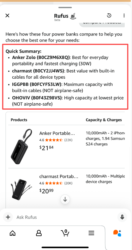 亚马逊搜索页重磅更新：AI“对比功能”上线