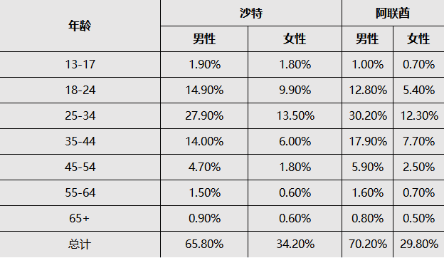 2023年沙特阿拉伯与阿联酋社交媒体统计分析
