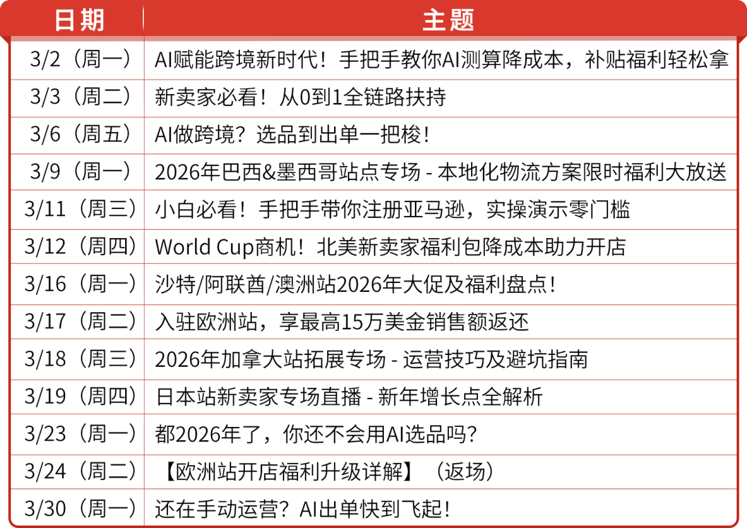 马年启新，出海当燃！亚马逊3月活动日历抢先看