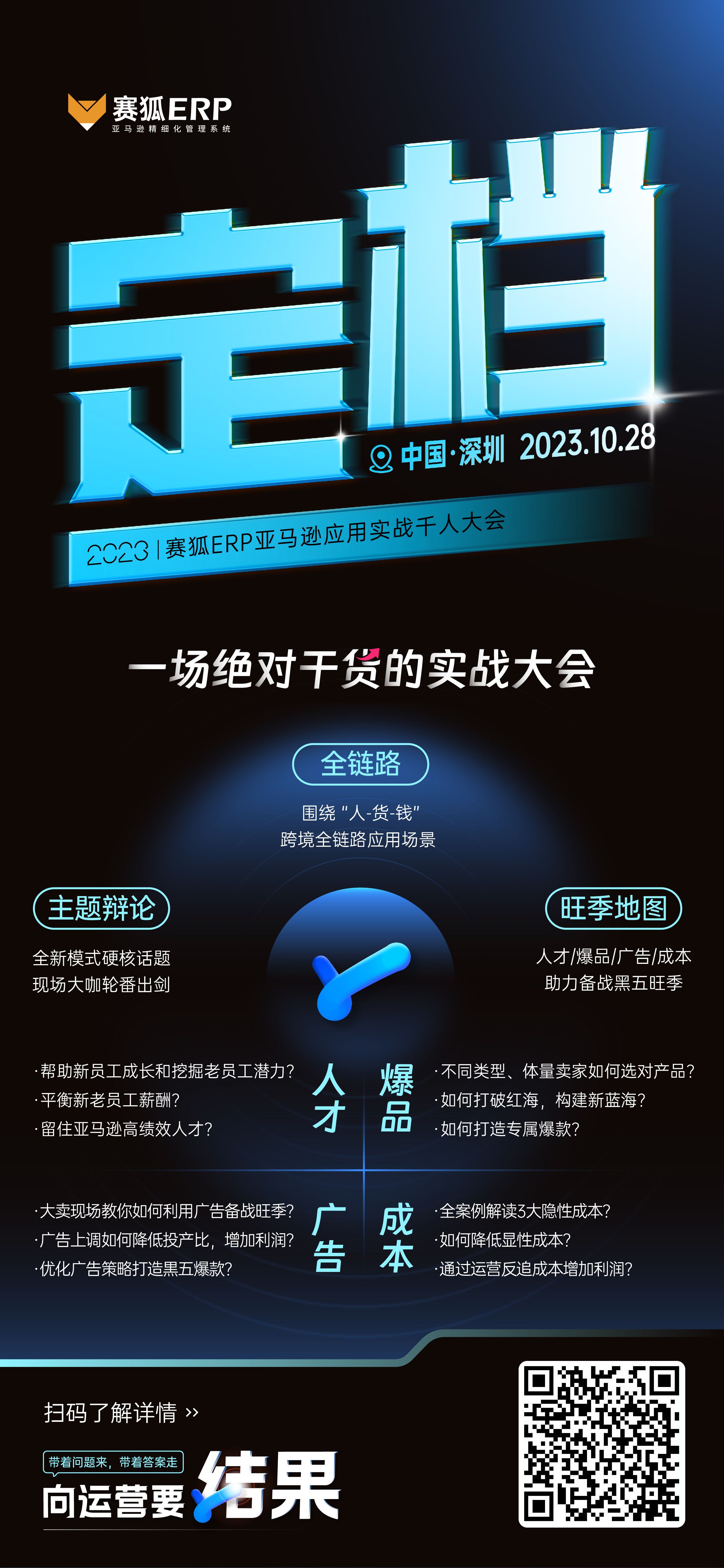 全是干货！10月28日深圳！2023赛狐ERP亚马逊应用实战千人大会