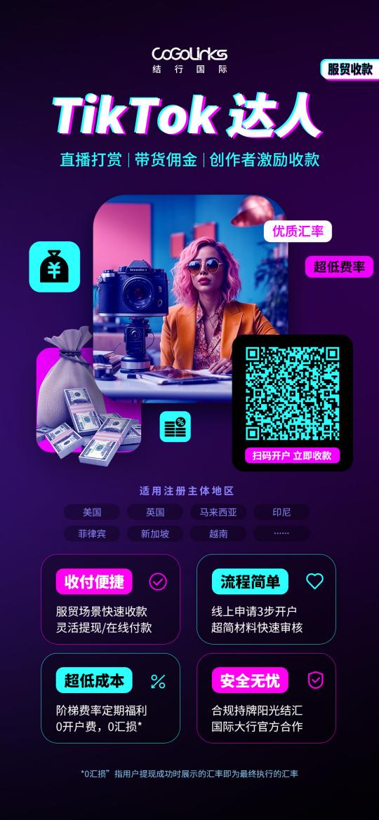 CoGoLinks结行国际推出TikTok Shop本土店、达人收款,助力商家美英、东南亚TikTok收款无忧