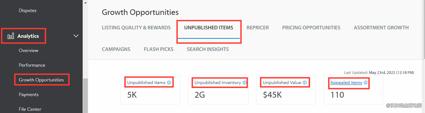 Seller Center报告分析：Unpublished Items