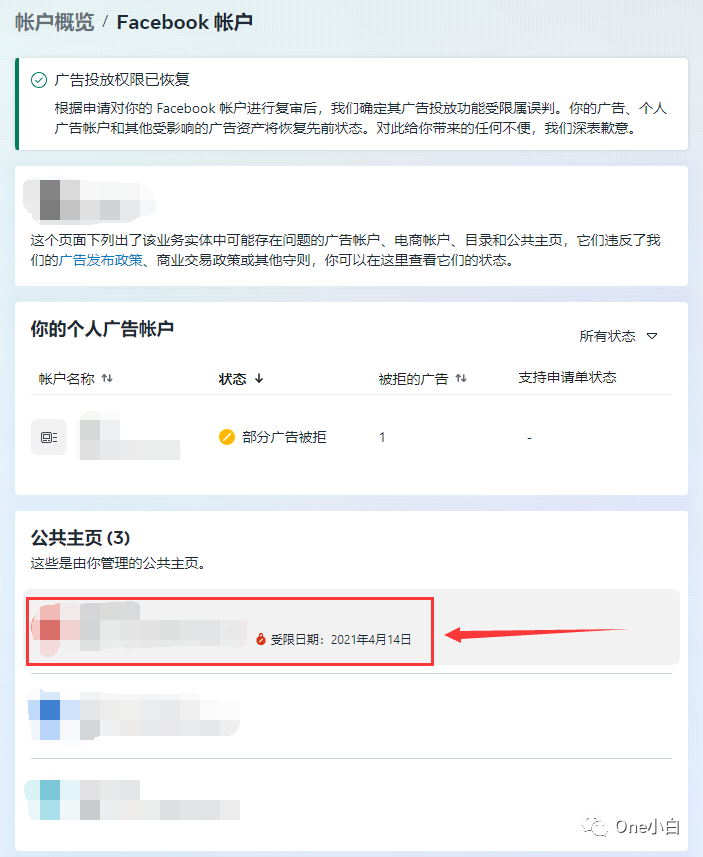 Facebook 公共主页广告发布功能受限如何申请复审？