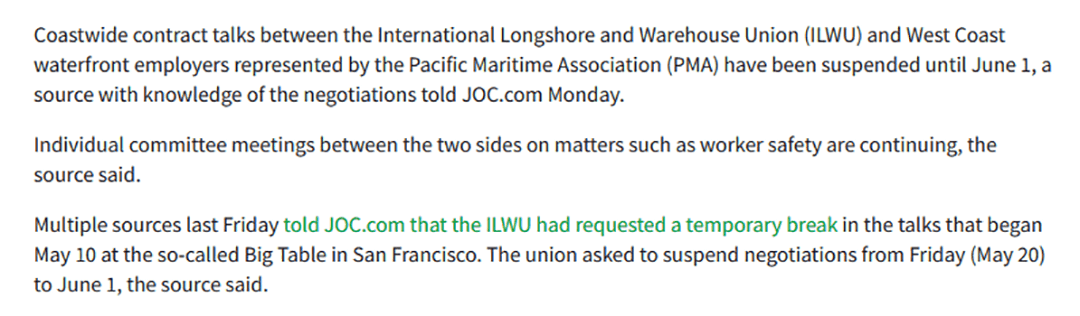 美西码头工会首度要求暂停谈判,留给卖家的备货时间不多了!