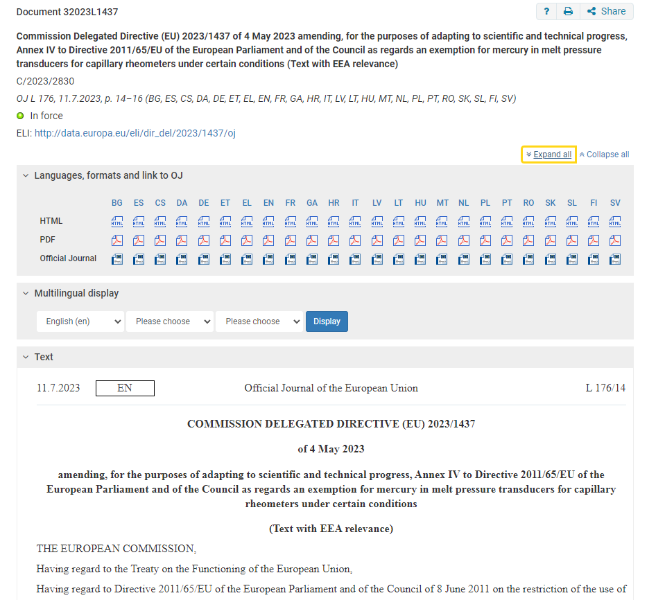 欧盟发布指令允许在毛细管流变仪中使用含汞熔体压力传感器