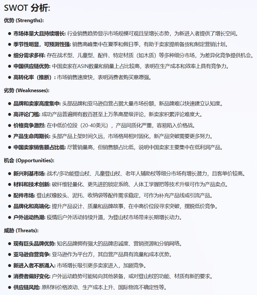 亚马逊选品结合AI解读热门产品第77期，发光徒步杖美国站数据分析报告