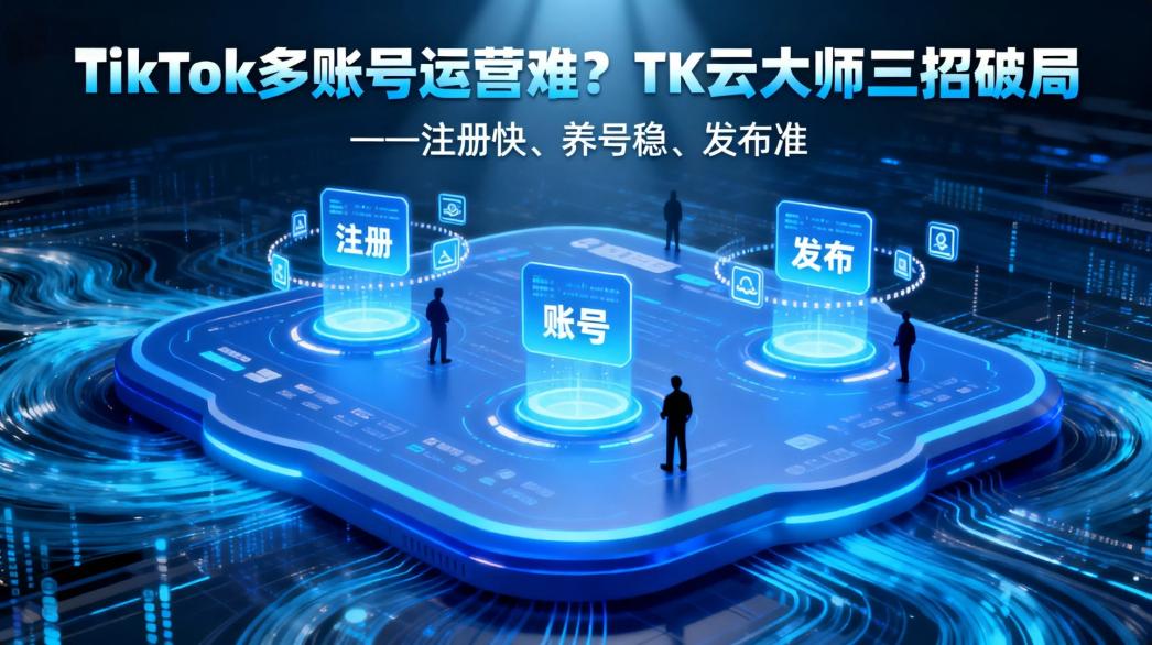 TikTok多账号运营难？TK云大师三招破局 ——注册快、养号稳、发布准
