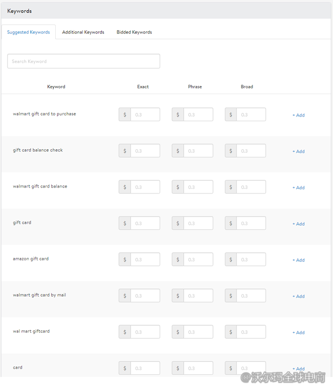 站内广告操作指引：关键词设置