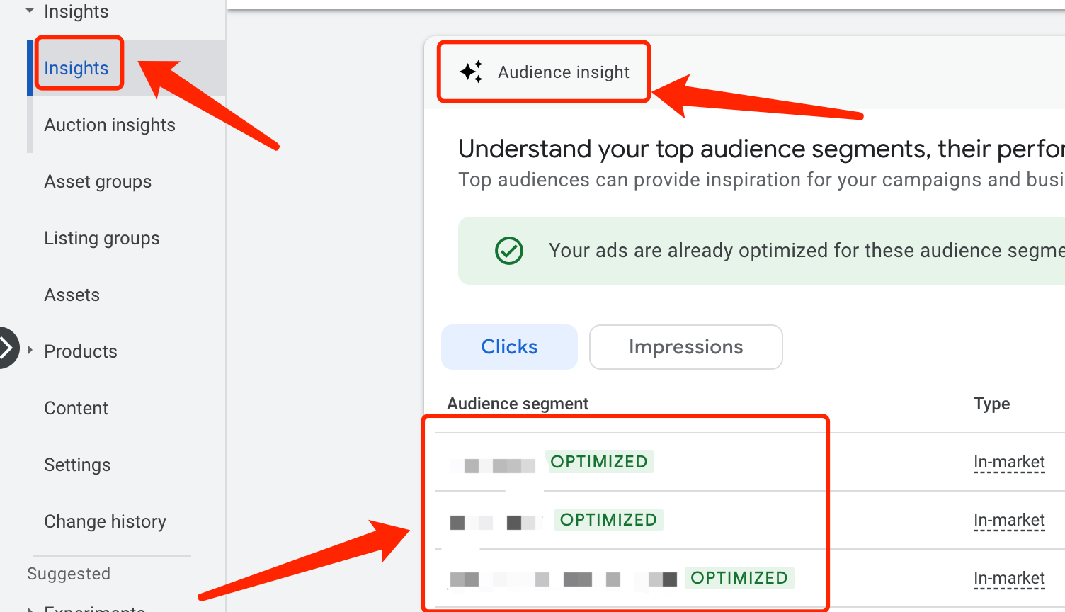 PMAX受众群体信号中，自定义细分受众群客户的数据在哪能看到？