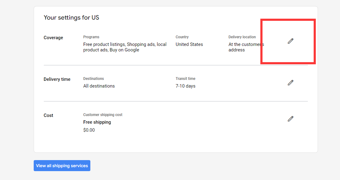 【Google Merchant Center】GMC可以设置一个国家的某几个区域不派送吗？