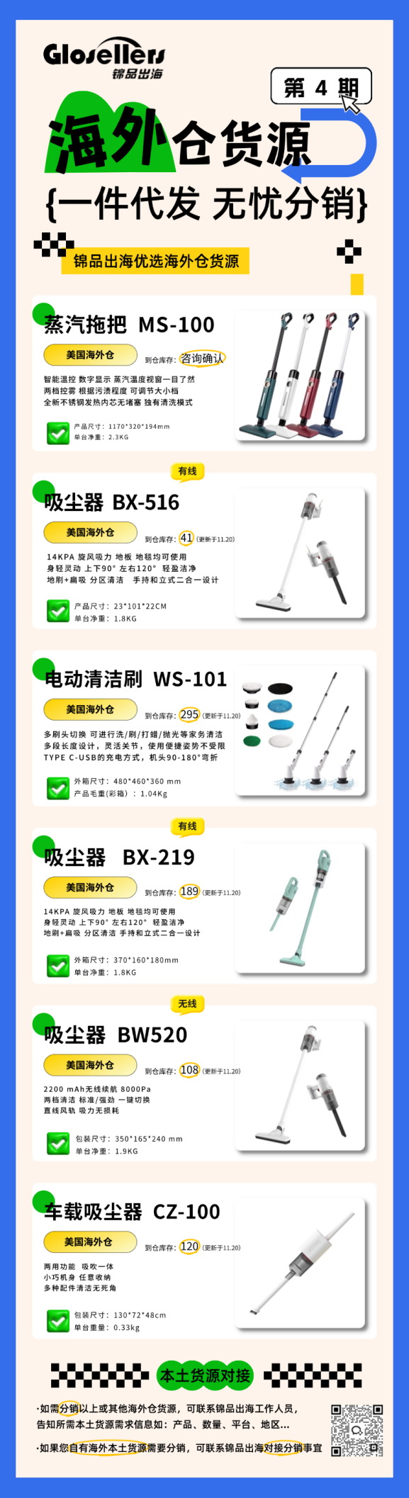 海外倉貨源|生活小家電-吸塵器/ 蒸汽拖把/ 電動清潔刷