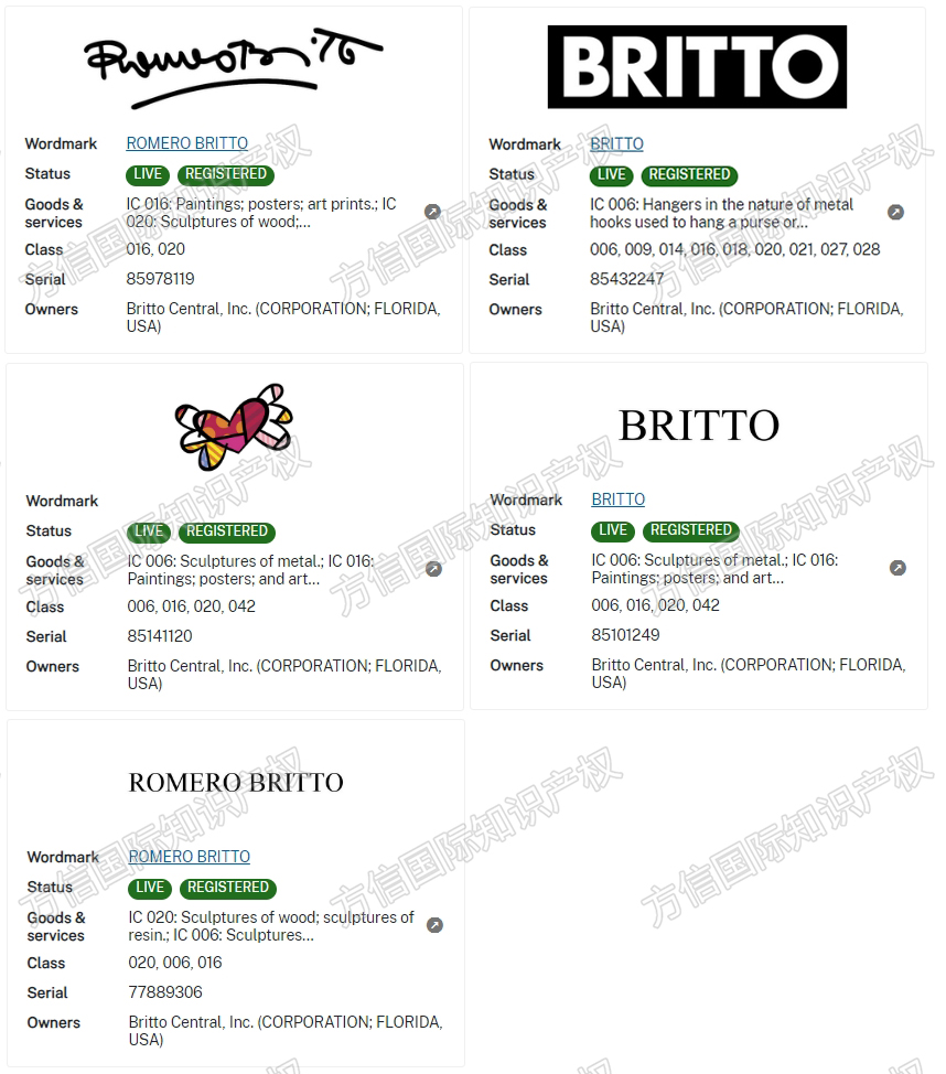 24-cv-12782、12783，20张BRITTO版权图及商标维权！涉案范围极广！