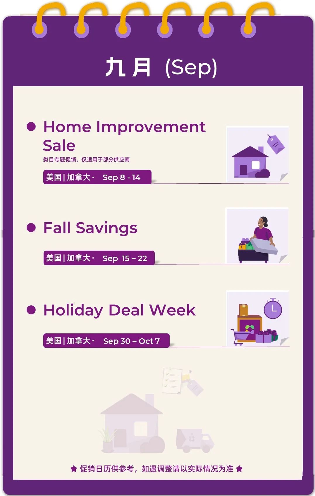 Wayfair北美 2025年促销日历