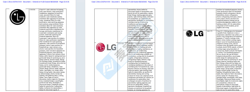 26-cv-24374｜重磅维权！LG家电品牌连发三案！TRO批量封店警报已拉响
