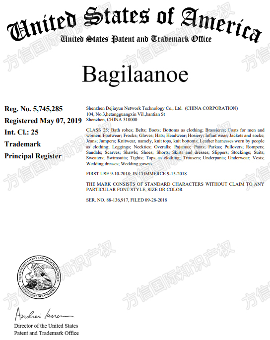国人原告突击！Bagilaanoe服装品牌跨境TRO！