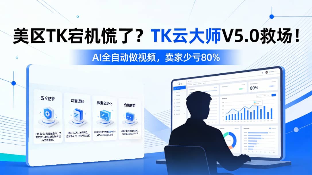 美区TK宕机慌了？TK云大师V5.0救场！AI全自动做视频，卖家少亏80%