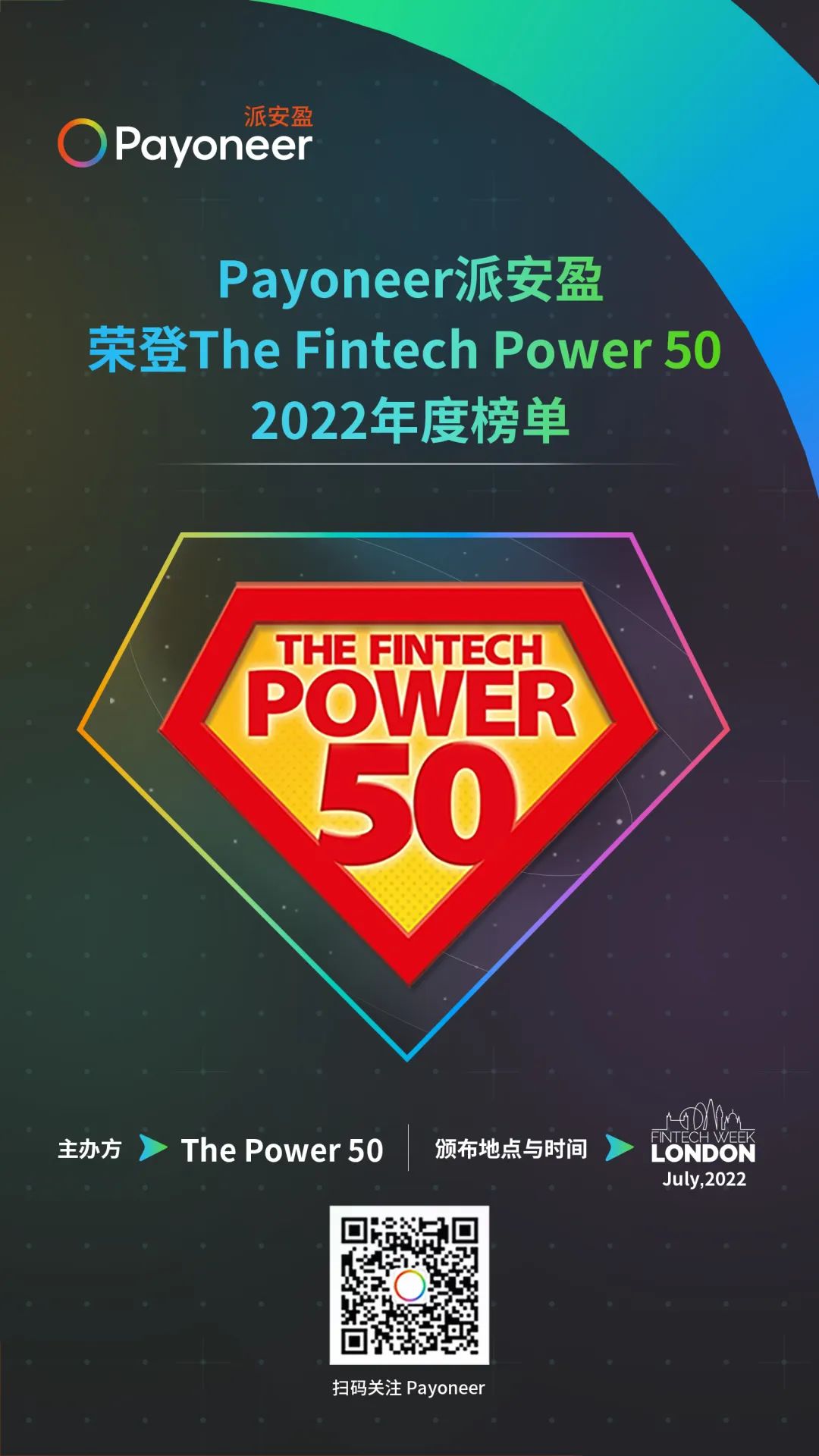 Payoneer派安盈荣登The Fintech Power 50 2022年度榜单