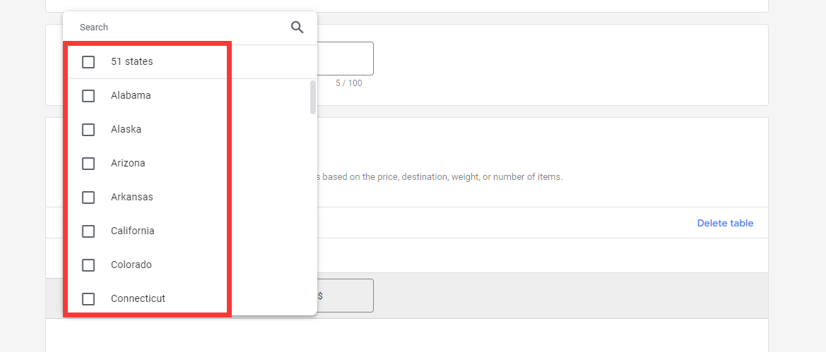 【Google Merchant Center】GMC可以设置一个国家的某几个区域不派送吗？