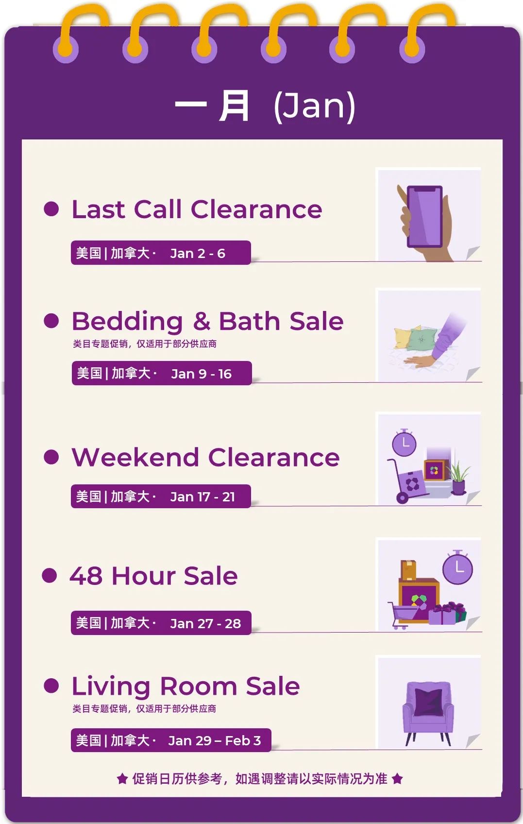 Wayfair北美 2025年促销日历