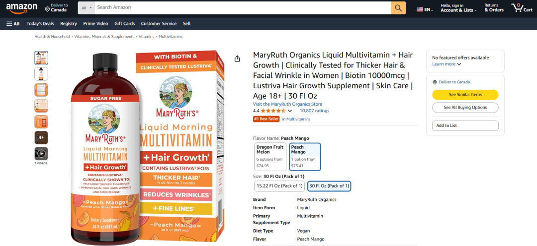 深度复盘：营养品类TOP品牌MaryRuth’s如何将Listing优化到极致？
