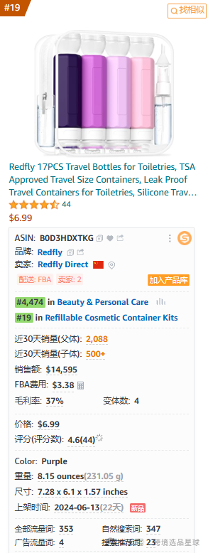 亚马逊选品-数据分析第15期 旅行分装瓶