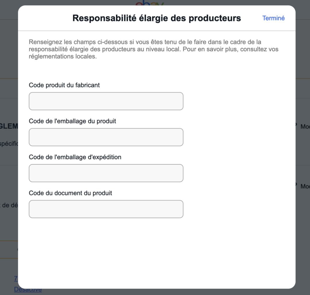 如何添加法国EPR的信息到您的刊登或帐号