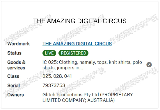 动画片神奇数字马戏团The Amazing Digital Circus连发3案商标+专利维权！