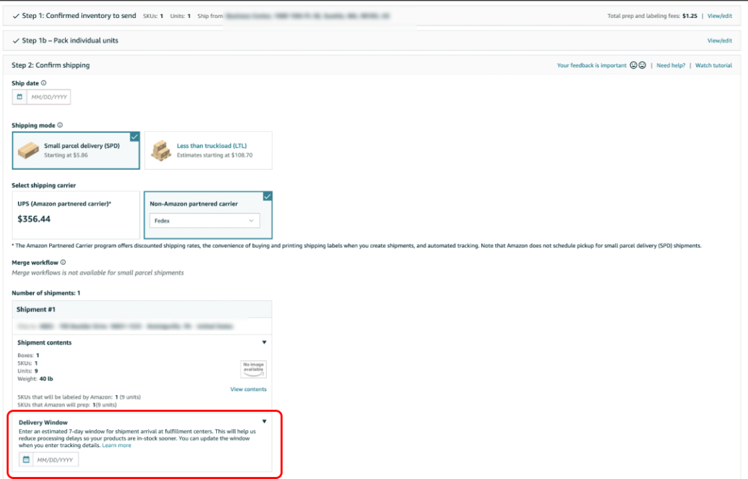 4/24起，为亚马逊物流FBA创建货件时，必须提供预计的送达时段