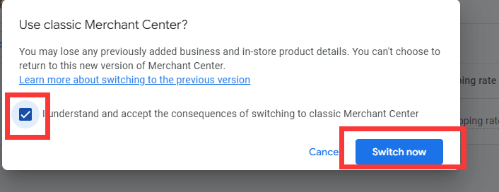 Google Merchant Center next 如何转化为老版本？