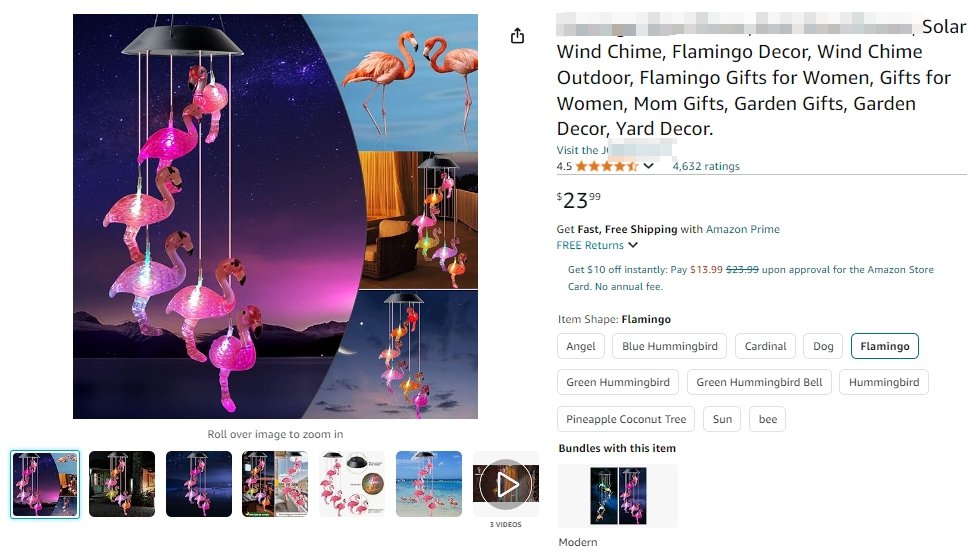 抢手爆款太阳能火烈鸟风铃Solar flamingo wind chime专利已下证!速查避雷